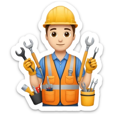 WORKER WITH REPAIR TOOLS sticker