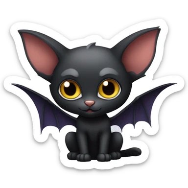 Black-Vampire-Batty-Lykoi-Cat-Fakémon-Cat With Bat-wings for ears sticker
