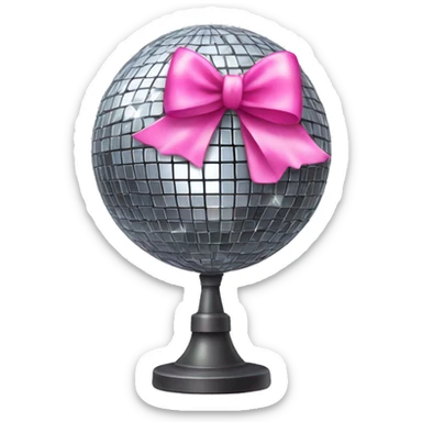 Disco ball with a pink bow on top sticker