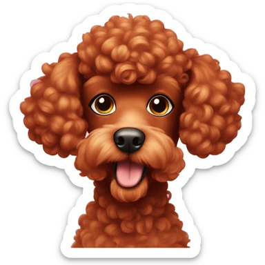 red poodle with shaved face and big topknot sticker