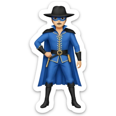 Zorro animal  quítale la máscara y pon en cuerpo completo alto y flaco con ropa azul  sticker