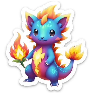 Elemental Forty Fiery Sparky Fierce Colorful Gradient Sparkly Nebular Starry Flaming Viney Rosey Rosy Vinal Dusky Aurorus-Amaura-Auroras-Pokémon-Fakémon-creature sticker