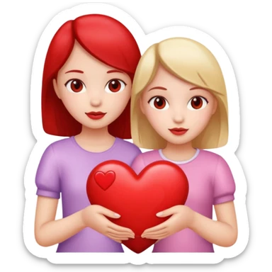 2 girls that have a heart sticker