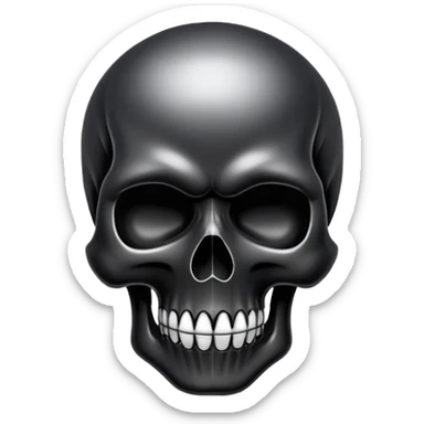 smooth glossy black skull with street style graffiti and cool brand logos, top view sticker