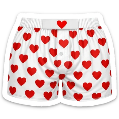 Red heart patterned white pair of boxers sticker