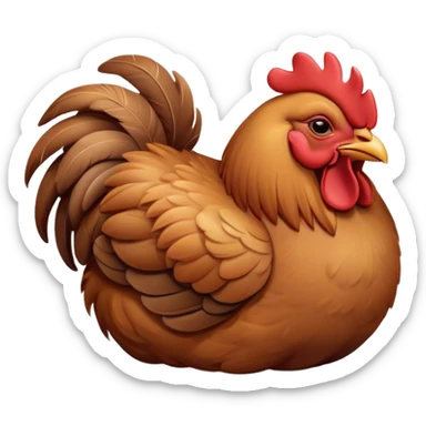 Meme-Worthy Cute Sleeping Brown Rooster Portrait Emoji, Head resting peacefully with a contented smile, showcasing a robust build and a luxuriously soft brown plumage, eyes shut in a serene, restful nap, Simplified yet hilariously adorable features, highly detailed, glowing with a soft, drowsy light, high shine, relaxed and utterly lovable, stylized with an air of playful laziness, bright and heartwarming, soft glowing outline, capturing the essence of a comically sleepy rooster, so meme-worthy it feels like it could instantly become the next viral sensation of adorable slumber! sticker