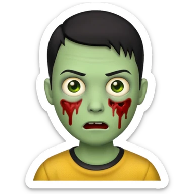 zombie emoji with buzz cut black hair and  sticker