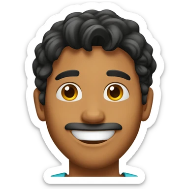 indian guy fair but tanned skin, black hair smiling with wavy hair  sticker