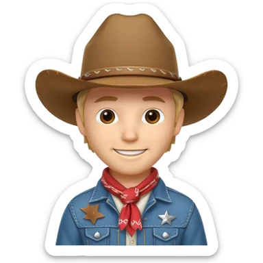 cute cowboy portrait, head and shoulders only, cowboy hat, bandana, western jacket collar, confident smile, 3D cartoon, mobile game icon style, clean background, no text, no watermark
 sticker