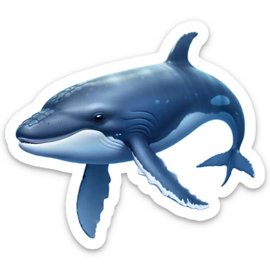 Cinematic Noble Humpback Whale Portrait Emoji, Poised and grand, with an enormous, barnacle-speckled blue-gray body, soulful, wise eyes, and a deeply serene presence, Simplified yet sharp and sophisticated features, highly detailed, glowing with a soft oceanic radiance, high shine, intelligent and powerful, stylized with an air of deep-sea mystery, focused and regal, soft glowing outline, capturing the essence of a legendary giant of the ocean that appears ready to glide majestically through the waves with effortless grace! sticker
