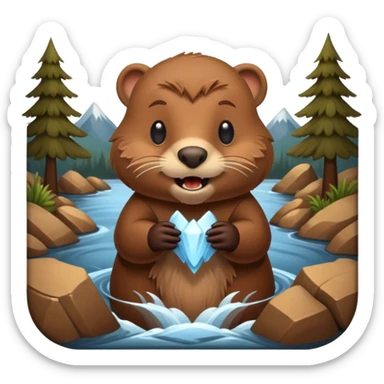 Cute beaver building a dam sticker