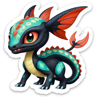 Colorful Exotic Meloetta-Toothless-Salandit-Stitch-Fakémon-creature-hybrid sticker