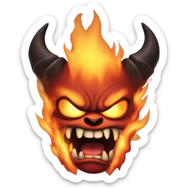 Fierceful demon whish as it more get aggresive turns more fire sticker