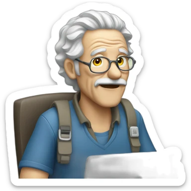 Crazy old man working in techical support sticker