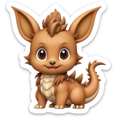 Eevee baby Kawaii Dragon cute  light brown sticker