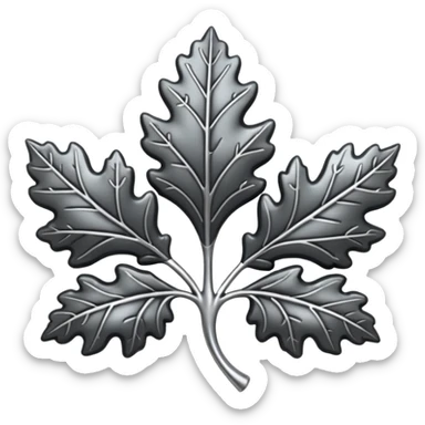 Black and silver filigree Oak leaf, 3D, extremely detailed design sticker