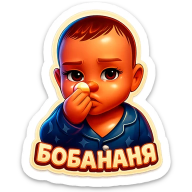 Transform the child from the reference image into a DreamWorks-style 3D sticker, strictly preserving the child's unique appearance, pose, and facial expression as in the original. The child should be holding a piece of banana in the same way, with the same emotion of sharing. Remove the background, keep all details, and render in a cartoonish 3D style, like a DreamWorks sticker. sticker