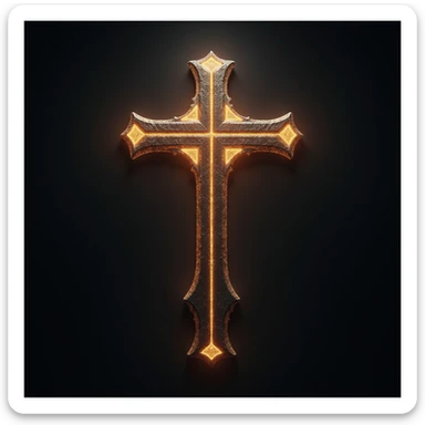 realistic gothic cross, with a glowing aura, photorealistic style, no background sticker