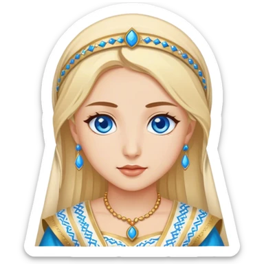 Turkish beautiful finish Konya girl blue eyes and blonde hair and cultural dress sticker