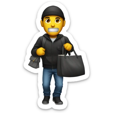 Robber carrying bag of cash sticker