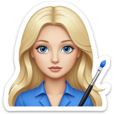 luxury blonde makeup artist with blue eye with long ass hair sticker