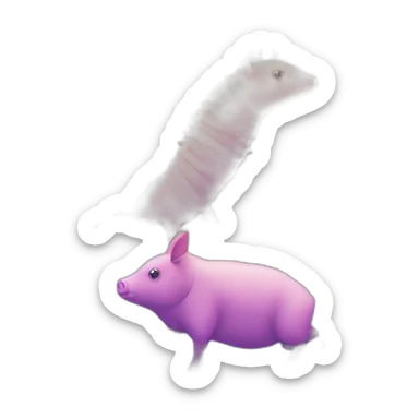 Vaporwave spotted cyan purple green orange gradient pig armadillo cow centipede insect sticker