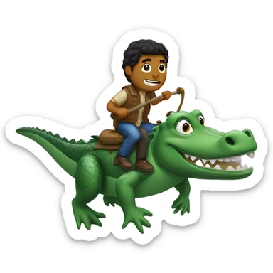 white male with black mullet riding an alligator  sticker