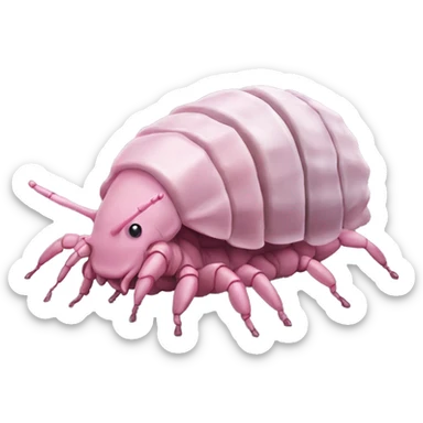 isopod wearing a pink bow sticker