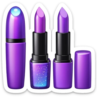 cosmetics (lipstick, perfume, mascara,..) with sparkle, purple sticker