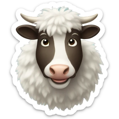fluffy cow sticker