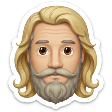 MID AGE MAN WITH LONG BLOND & bROWN WAVY HAIR; AND BROWN & GREY MOUSTACH AND BEARD sticker