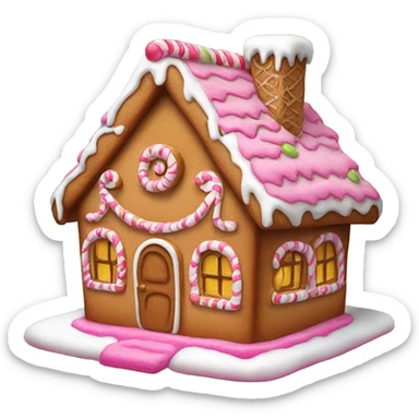 gingerbread house with pink sticker