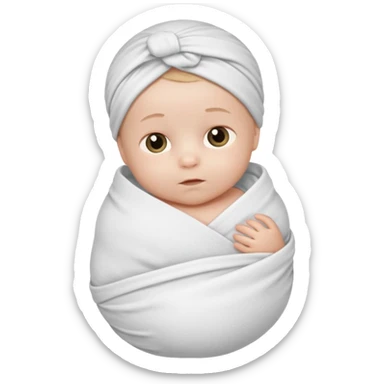 A new born baby boy wrapped in a swaddle sticker