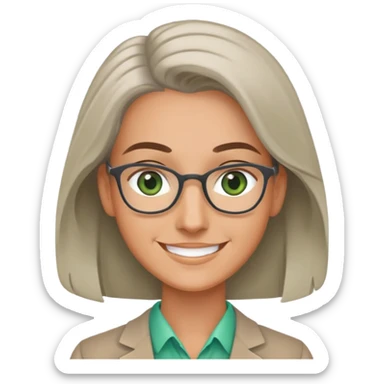 smiling English teacher with airtouch hair and grey-green eyes sticker