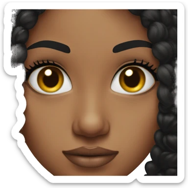 black haired girl with big lashes and fake eybrows sticker