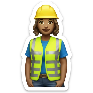 Caitlin Clark is a construction worker wearing a patriotic dress with a neon yellow safety vest over the dress. she also has a hard hat and a patriotic patch on the vest sticker