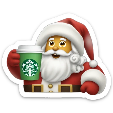 Santa Claus holding à Starbucks cup sticker
