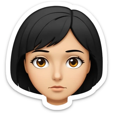 Women making a sour face with black bob and kinda turning to the side sticker