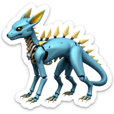 futuristic Skeleton-Cyborg-Manectric-Electrike-Salandit-Cubone-Umbreon-Marowak-Draco-Fakémon-hybrid-creature (full body), 4 legs sticker