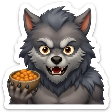 Make a werewolf looking for food sticker