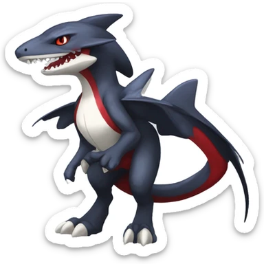 Black Cool Edgy Anthro Sharpedo-Sergal-Garchomp-Fakémon  with White and Red Edgy markings sticker