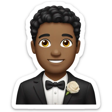groom with light skin, black hair and hazel eyes sticker
