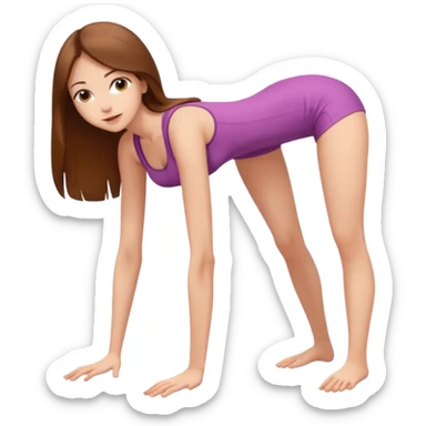 a young thin woman on all fours, doggy style position, legs spread, long hair . sticker