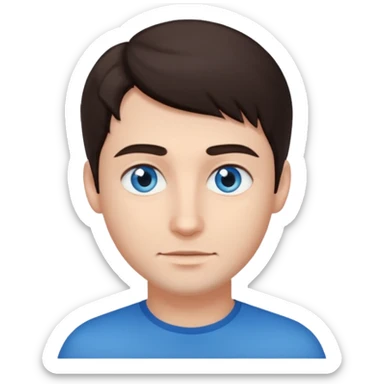 homme yeux bleu azur cheveux brun foncé sticker