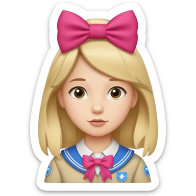 scout girl with hairbowbow on straight hair sticker