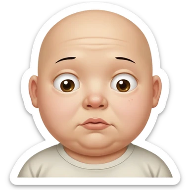 a bald fat lazy looking kid with a triple chin and ugly eyes with eyebags under them and stains on his shirt sticker