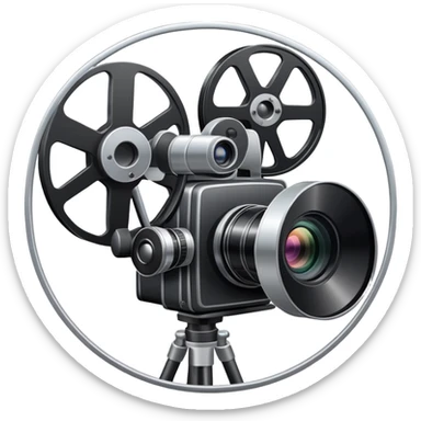 A video camera and film reel sticker
