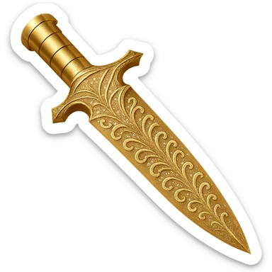 Recolor this weapon to a plated gold color with ornate engravings inlaid with diamonds. The gold should be rich and metallic, and the engravings should sparkle with diamond accents. Transparent background. sticker