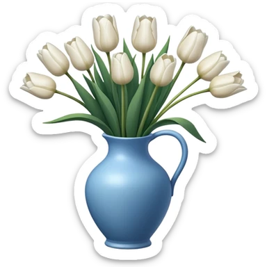White tulips Flowers in a blue vase sticker