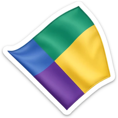 Bandera color azul amarillo morado y verde, seccionada en 4 partes iguales cuadradas sticker